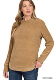 Chenille Waffle Round Neck Sweater