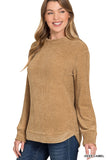 Chenille Waffle Round Neck Sweater