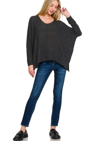 Dolman Sleeve V-neck Sweater