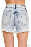 ACID WASHED DISTRESSED HEM SHORT