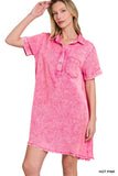 TENCEL MINERAL WASHED COLLARED SHIRTS DRESS