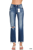 Distressed Knee Raw Hem Denim Pants