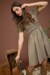 Washed Smocked Short Puff Sleeve Mini Dress