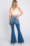 High Rise Stretch Super Flare W/ Frayed Hem Jeans