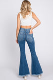 High Rise Stretch Super Flare W/ Frayed Hem Jeans