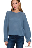 Textured Knit Drop Shoulder Sweater