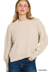 Wide Neck Band Drop Shoulder Sweater