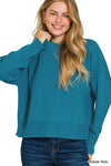 Wide Neck Band Drop Shoulder Sweater