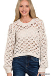 Cropped Crochet Knit Sweater