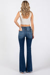 Destroyed Patch Work Mid Rise Flare W/ Frayed Hem