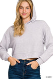 Ribbed Crop Hoodie Pullover