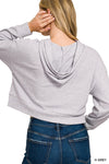 Ribbed Crop Hoodie Pullover
