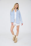 Acid Washed Collared Button Down Knit Shacket