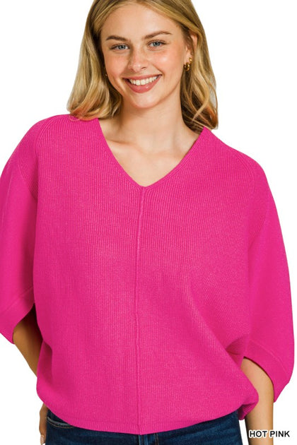 Viscose V Neck Dolman Sweater