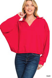 FRENCH TERRY COLLARED PULLOVER