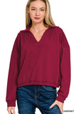 FRENCH TERRY COLLARED PULLOVER