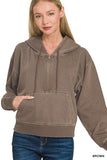 PIGMENT DYE HALF ZIP POCKET HOODIE