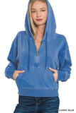 PIGMENT DYE HALF ZIP POCKET HOODIE