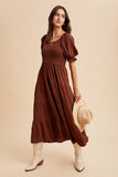 SMOCKED TIERED MAXI DRESS