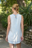 Sleeveless Pocket Detail Washed Denim Mini Dress