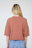 Exposed Seam Drop Shoulder Short Sleeve Pullover