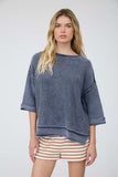 Washed Inverted Seam Short Sleeve Sweatshirt
