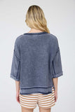 Washed Inverted Seam Short Sleeve Sweatshirt