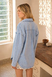 Acid Washed Collared Button Down Knit Shacket