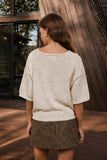 Raw Edge Boxy Short Sleeve Knit Sweater