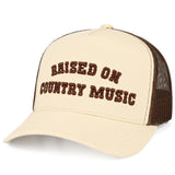 C.C RAISED ON COUNTRY MUSIC Letter on Two Tone Trucker Hat