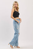 DISTRESSED HIGH RISE RIGID VINTAGE STRAIGHT