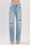 DISTRESSED HIGH RISE RIGID VINTAGE STRAIGHT