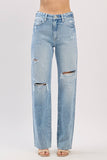 DISTRESSED HIGH RISE RIGID VINTAGE STRAIGHT