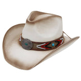 Turquoise Concho Beaded Band Vintage Western Straw CowboyHat