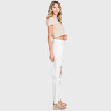 P770VXF-WHT DISTRESSED HIGH RISE RIGID CROPPED FLARE JEANS