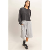 Cropped Mineral Wash Sweatshirt