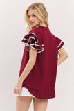Ruffle Sleeve Scallop Trim Top
