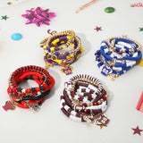7PCS - Football Charm Star GAME DAY Message Heishi Beaded Stretch Multi Layered Bracelets