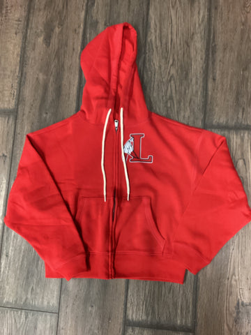 Block L Fleece Cropped Zip-up Hoodie W Pockets