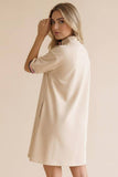Front Half Zip Shift Solid French Terry Dress