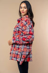 T10561 Long Sleeve Plaid Knit Shacket