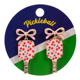 Bow Floral Pickleball Paddle Dangle Earrings