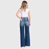 MD HIGH RISE RIGID VINTAGE FLARE W/ PATCH WORK JEANS