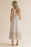 Smocked Tie Bow Strap Babydoll Maxi Dress