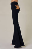 SIP6225A BLK WESTERN INSPIRED, BACK SUEDE STAR FLARE JEANS