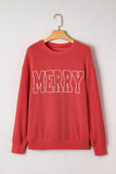 Ribbed Merry Letter Christmas Graphic Top | S-4X