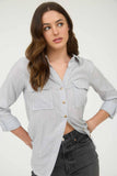 STRIPED COLLARED BUTTON DOWN WITH POCKETS