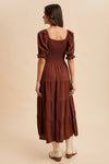 SMOCKED TIERED MAXI DRESS