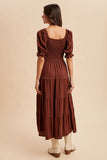 SMOCKED TIERED MAXI DRESS
