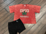 Acid Wash Red Ohio Football tee